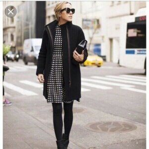 J Crew Stadium Cloth by Nello Gori Wool Coat 6P Black